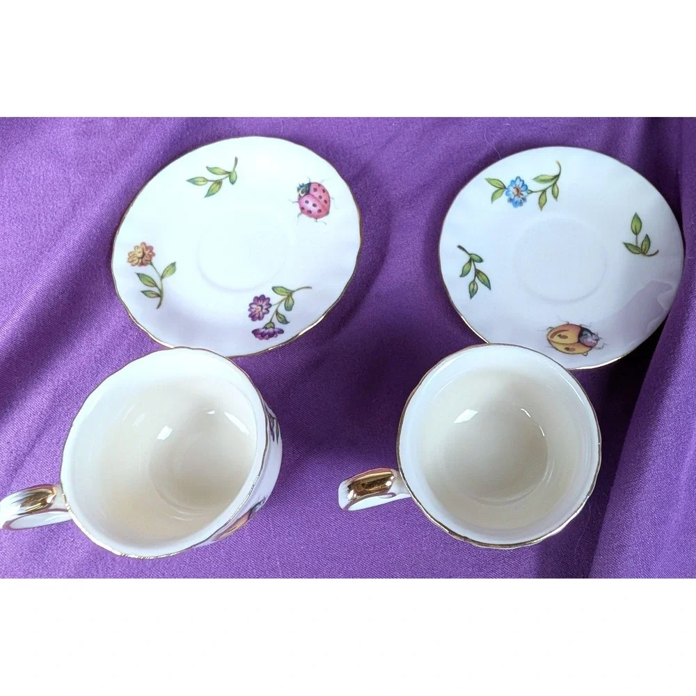 Burton + BURTON Mini Porcelain Insect Tea Set Morning Meadow 10 pieces Gold NIB